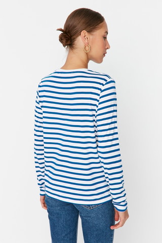 T-shirt às riscas - Azul-marinho