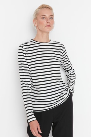 T-shirt às riscas - Branco