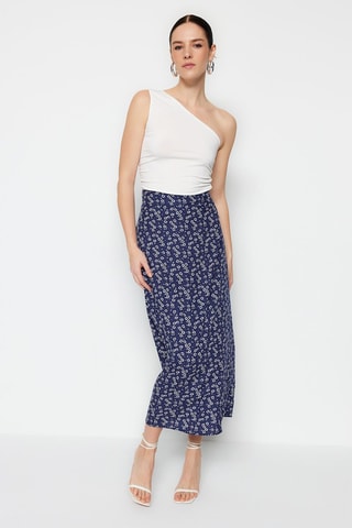 Saia midi - Azul-marinho