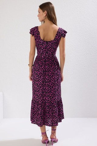 Vestido Castanho-claro - Preto e rosa