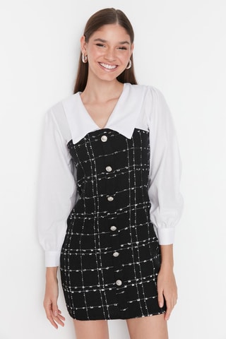 Vestido efeito ilusório - Preto e branco
