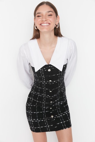 Vestido efeito ilusório - Preto e branco