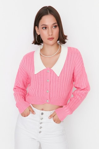 Casaco de malha - Branco e rosa