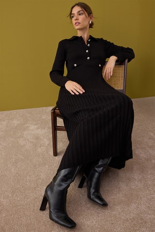 Vestido-camisola - Bordô - Preto