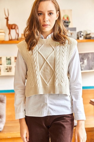 Camisola sem mangas - Cru - Bege