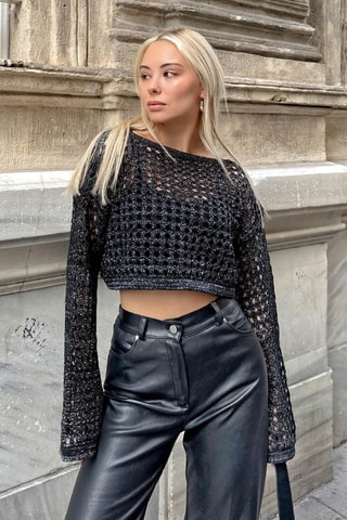 Camisola cropped - Preto