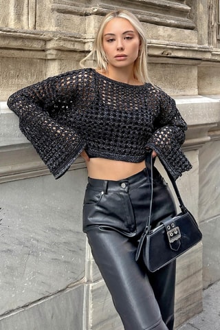 Camisola cropped - Preto