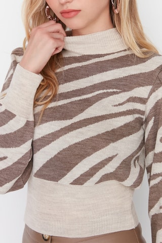 Camisola regular - Bege e castanho