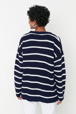 Camisola às riscas - Azul-marinho