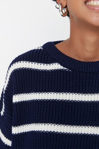 Camisola às riscas - Azul-marinho