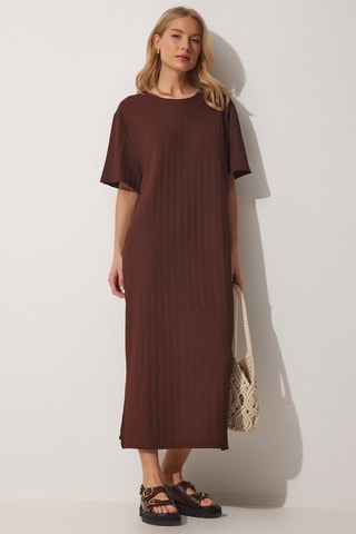 Vestido comprido - Verde - Castanho