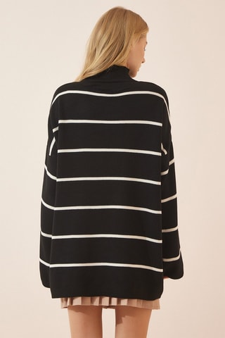Camisola oversize em lã - Branco e preto - Branco e preto