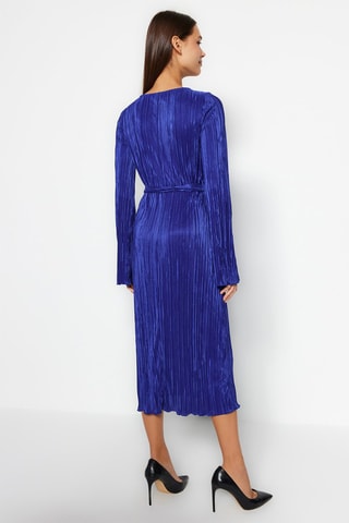 Vestido plissado - Azul-marinho
