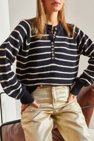 Camisola - Preto - Branco e azul