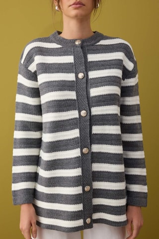 Cardigan - Bianco e grigio