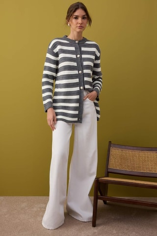 Cardigan - Bianco e grigio