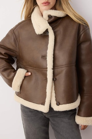Giacca oversize - Beige e marrone