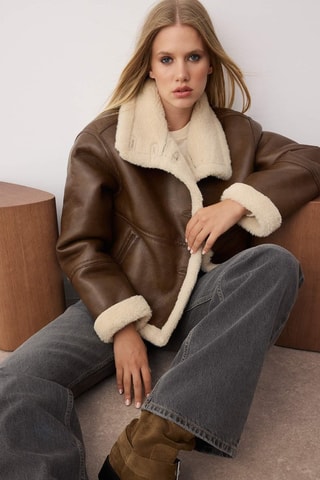 Giacca oversize - Beige e marrone