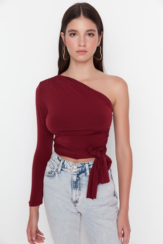 Top assimétrico Preto - Vermelho