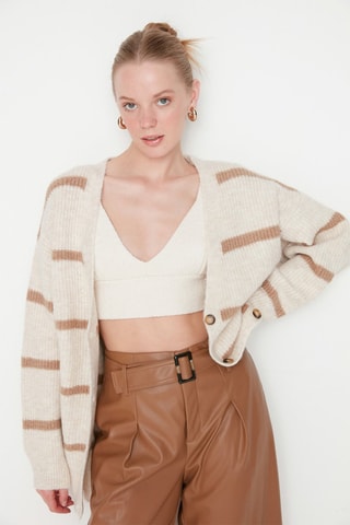 Cardigan a righe - Beige
