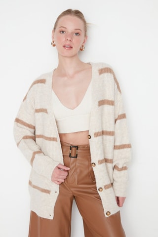 Cardigan a righe - Beige
