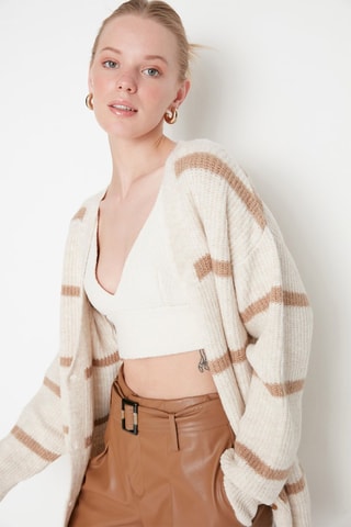 Cardigan a righe - Beige