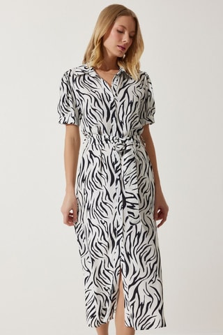 Robe chemise - Blanc et noir