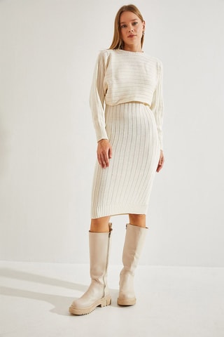 Vestido-camisola e camisola - Bege - Bege
