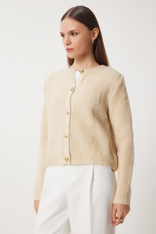 Cardigan regular in lana - Ecrù