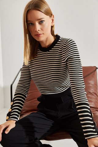 Camisola - Preto e branco - Preto e bege