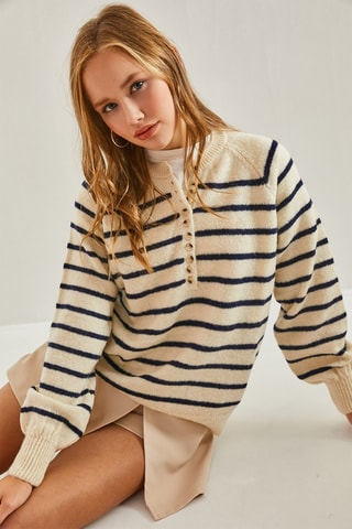 Camisola - Cru e azul - Cru e azul