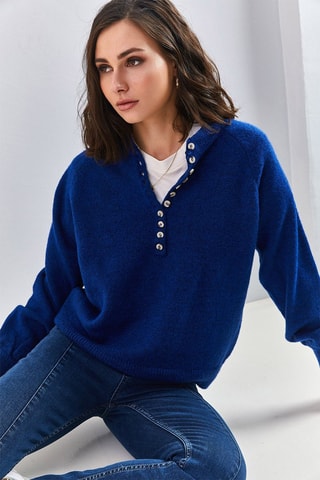 Camisola - Cru e azul - Azul-marinho