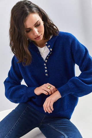 Camisola - Cru e azul - Azul-marinho