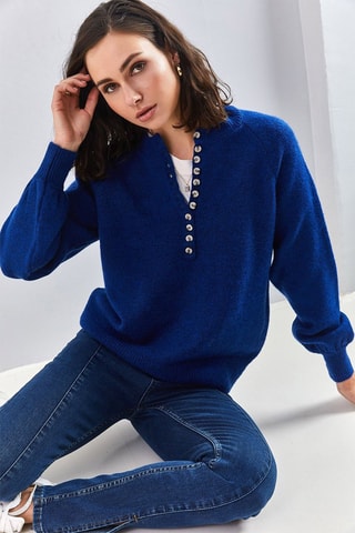 Camisola - Cru e azul - Azul-marinho