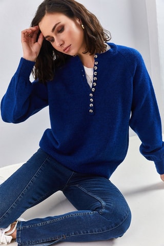 Camisola - Cru e azul - Azul-marinho