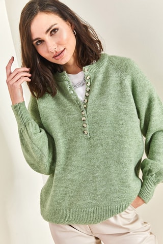 Camisola - Cru e azul - Verde