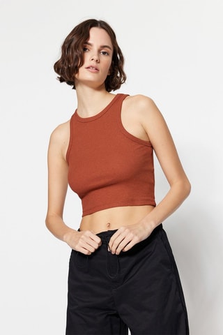 2 crop tops - Preto e branco - Castanho e cru