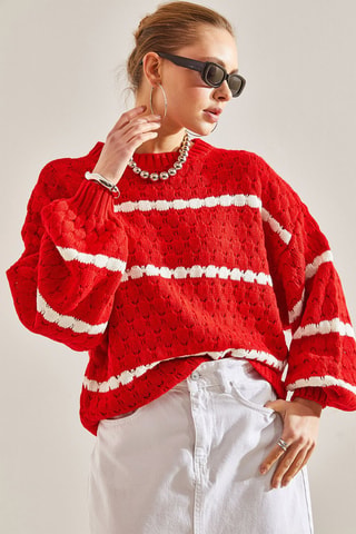 Camisola - Vermelho - Vermelho e branco