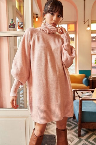 Vestido-camisola - Rosa-maquilhagem - Rosa