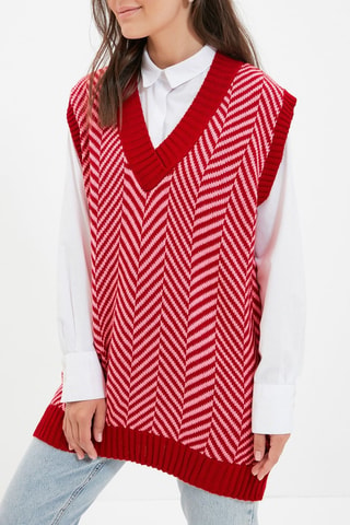 Camisola sem mangas - Branco e vermelho