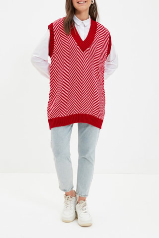 Camisola sem mangas - Branco e vermelho
