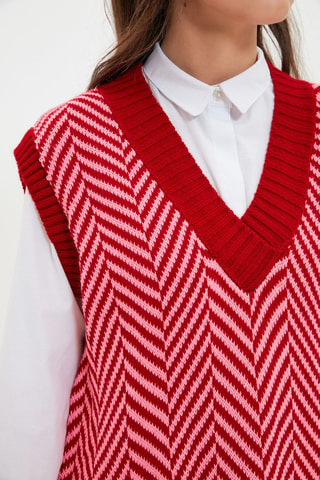 Camisola sem mangas - Branco e vermelho