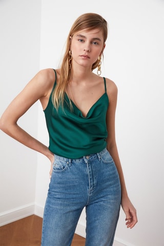 Camisola de alças Preto - Verde