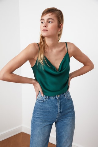 Camisola de alças Preto - Verde