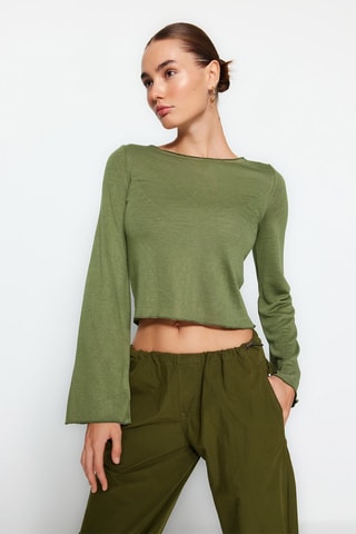 T-shirt cropped - Caqui - Verde
