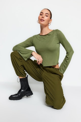 T-shirt cropped - Caqui - Verde