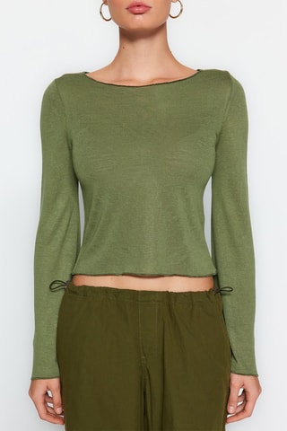 T-shirt cropped - Caqui - Verde