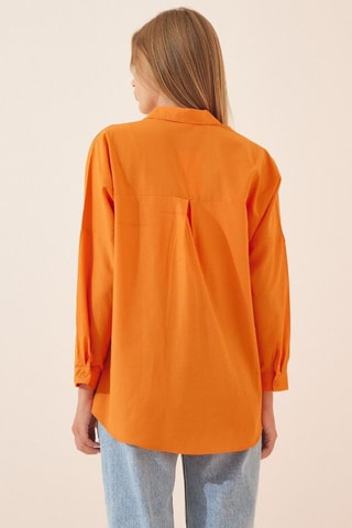 Camisa oversize - Castanho - Laranja-claro