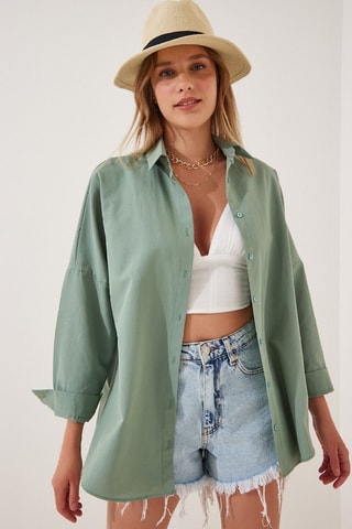 Camisa oversize - Castanho - Verde