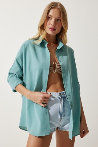 Camisa oversize - Castanho - Verde